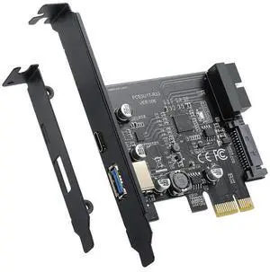 PCI-E 1X To USB 3.2 Gen1 USB3.2 Type-C Front Adapter Card 2 Ports (Type C+ Type A) Expansion Card-AB01