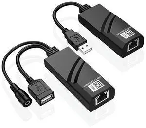 USB 2.0 Extender over Cat5 Cat5E Cat6 Ethernet Cable Transfer Up to 100M RJ45 Receiver with DC5V/2A Power Adaptor (EU)-AB01