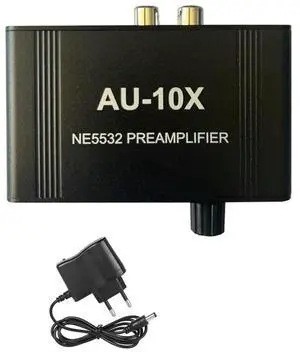 AU-10X NE5532 Stereo Audio Signal Pre-Amplifier Amp Headphone Amplifier Board Gain 20Db 3.5MM Volume Control EU Plug-AB01