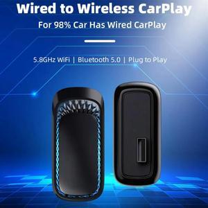 RGB Colorful Wireless Carplay Dongle Mini Box Plug and Play Connect Bluetooth WiFi with Wired for Carplay(USB)-AB01
