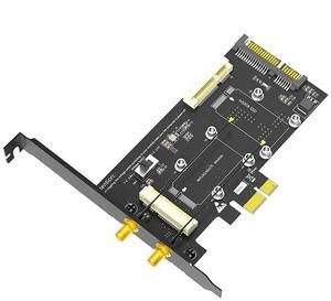 2In1 Combo Mini PCIE to PCI-E 1X Adapter and MSATA to SATA3 Adapter with SIM Card Slot for WiFi/ 3G/4G/LTE/ Msata SSD-AB01