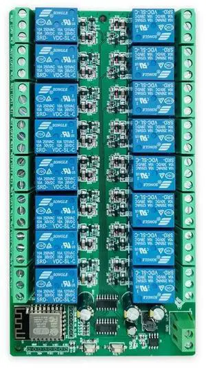 ESP8266 WIFI 16 Channel Relay Module ESP-12F Development Board Power, 16 Way Relay Module Supply Mode 12V-AB01