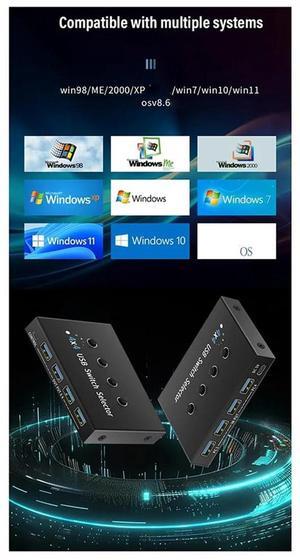 USB 3.0 Switch KM Selector 4 Computer Laptop PC Host Sharing 4 USB Devices KVM Switcher Box Share Printer Mouse Keyboard-AB01