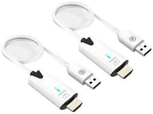 5G 30M Wireless -Compatible Extender Cable Audio Video Transmitter&Receiver Display Adapter for Camera PC(White)-AB01