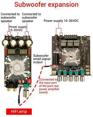 HT21-3G Third Generation 2.1 Channel Bluetooth Power Amplifier Board TDA7498E Bluetooth Power Amplifier 160Wx2+220W B-AB01