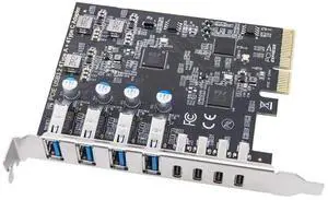 PCIE USB3.2 GEN2 10Gbps Expansion Card PCI Express X4 to 4 Port TYPE A + 4 Port TYPE C Adapter USB HUB for Desktop PC-AB01