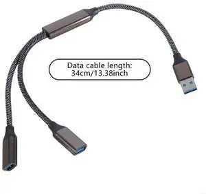 USB3.0 Y Splitter Cable USB Port Expansion for 5Gbps Seamlessly Data Transfer