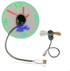 Clock Fan Time Temperature Display Metal Mini Fan USB Power LED Clock Fan