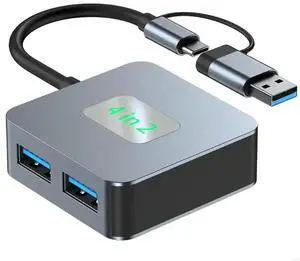 Aluminum USB C Hub 10Gbps 4 Port USB 3.2 Hub USB C+USB to USB 3.2 Hub Extension