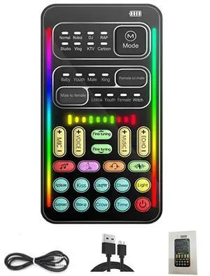 Voice Changer Mini Multiple Audio Effect Bluetooth-Compatible Sound Cards Ultra-Thin Portable Live Sound Card