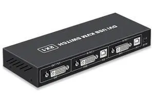 DVI KVM Switch 2-port DVI Screen Splitter 2 In 1 Out Adapter for Keyboard and Mouse Printer Computer Shared Switcher Hub