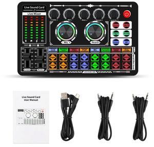 Sound Card Live Mixer Noise Reduction Mixers for Computer Smartphone Tablet Audio Mixer for K Songs Microphone Karaoke