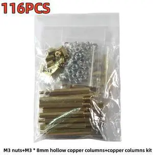 116PCS M3 nuts+M3 * 8mm hollow copper columns+copper columns kit PCB circuit board artificial intelligence robot support column