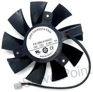 Frameless Video Card Fan FS1280-A1842C 12V 0.28A 2 Line Fan Diameter 74mm working