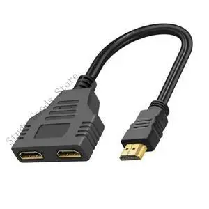 HDTV Splitter Cable Male 1080P to Double Female 1 to 2 Output HDTV Splitter Adapter Cable for LED LCD Simultaneous