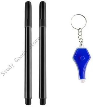 2Pcs Invisible Markers Invisible Inks Pen with Flashlight Keychain For Secret Messages Kids Birthday Stocking Fillers