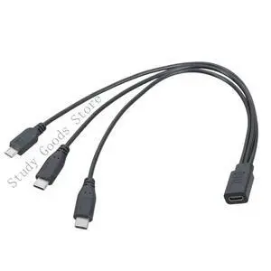 Charging Adapter Cable for Phone Tablet Universal Charging Cord USB C Female to 2 Type-C & 5Pin USB Male Cable 30cm