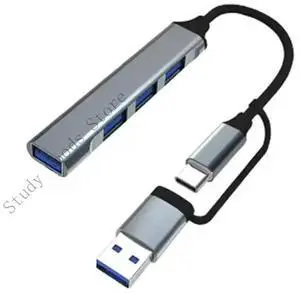 Multipurpose USB And Type C 4 in 1 Hub Adapter Compact Aluminum Alloy Portable Design For Multiple Device Connection