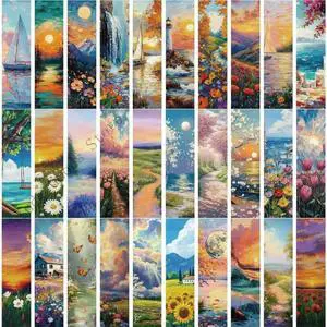 30Pieces Scenic Art Pattern Bookmarks Reading Aids for Book Lover Writer Student Paper Book Markers Book Page Divider