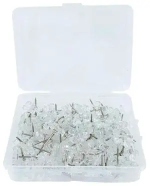 100Pcs Clear Flower Head Push Pins Decorative Thumbtacks Cork Notice Board Pin with Case for Cork Board Bulletin Board