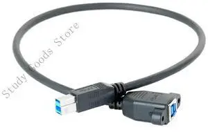 USB B Male To Female Printer Cable 5Gbps Data Transfer Screw Mount Panel Durability Construction 50cm 20inch Length