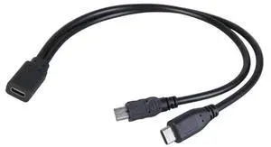 2 in 1 Fast Charging Cord USB C Female to Mini USB+Type C Male Port for Phone