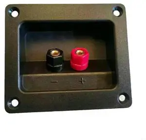 Black Speaker Terminals Connectors Square Box with 2 Banana Gildeds Subwoof