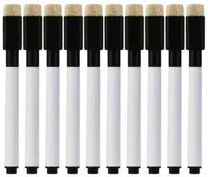 10 PcsWhiteboard Pen Black Ink Erasable Marker Office School Stationery Supplies