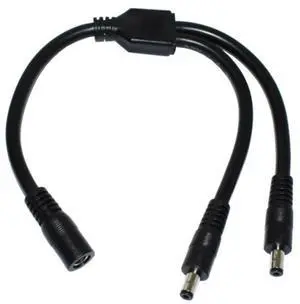 Power Cable DC5.5mmx2.5mm Connector Extension Cord Female to 2xMale Extender Cable Line for Camera Routers LED Light