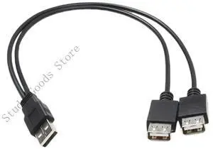 Double USB2.0 A Female Hub Splitter Cable 40cm Length USB2.0 Adapter Cord