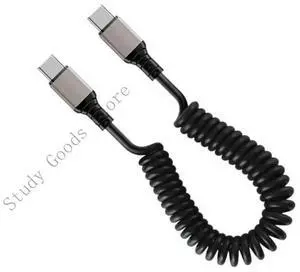 Spring Coiled USB to USB C Data Cable for Quick Charging Phones Home & Office