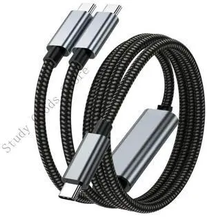 Double USB C Cable 100W 2 in 1 Charging Cord Fast Speed Data Syncs Smartests Chip for Pad Devices