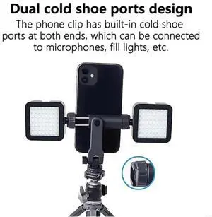 Small Phone Holder with Rotating & Tiltings Capabilities 1/4 Thread for Tripods