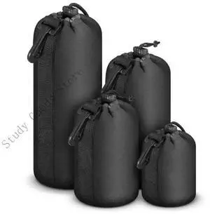 4Pcs Neoprene Waterproof Camera Lens Bag Video Lens Soft Drawstring Protector Case For Most Digital DSLR Camera
