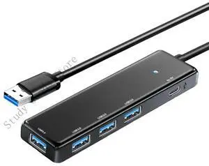 Fast Speed USB3.0 Hub 4 Port Splitter TypeC Power Port for Laptop Consoles