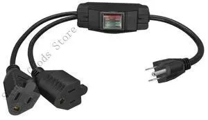 5-15P to 2x 5-15R Splitter Power Cord Extension Adapter 1 to 2 Female Splitter