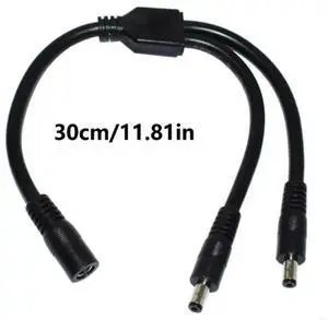 DC5521 Power Cable Female to 2xMale Connector 5.5x2.1mm Adapter Cord Wire for Security Cameras and Networking Devices