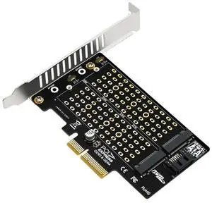 M-key .2 NVME SSD to PCI-EX4 Adapter Support B/M-key .2 ngff-SSD toAdapter M2 to PCIE Dual-Bay Expansion Card
