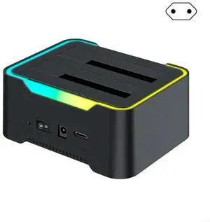 Type C Double Bay Hard Dock Station 5Gbps Fast Speed Transfer for 3.5 or 2.5inch Hard Disks with Cloning Function