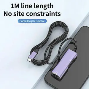 Type C to Gigabit Network Card Phone Network Cable Converter PD100W Fast Charging Adapter for Live Broadcast