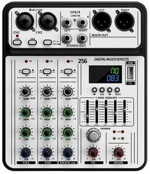 Lightweight 4Channel Sound Audios Mixer With Headphone OutputFor Karaoke Live Broadcasts And Mobile Setups