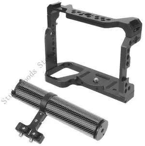 Ergonomic Camera Cage and Carbon Fiber Handle for A7M3 A7S3 Cameras Black