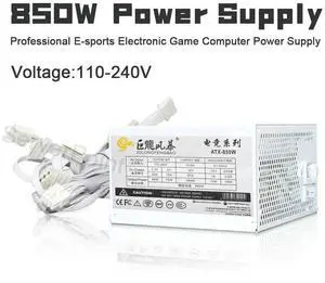 White 850W Fully Modular ATX PSU Computer PC Gamer Power Supply 110-240V Game Fonte 1000w Watt