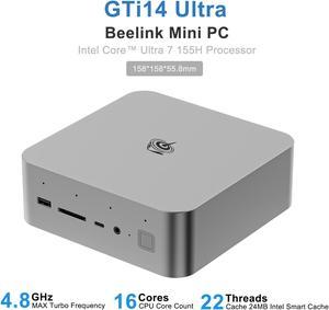 Beelink Mini PC GTi14 Ultra, Intel Core Ultra 7 155H(up to 4.8GHz), RAM-32GB SSD-1TB, DDR5 5600MHz, WiFi6 Bluetooth5.2, Mini PC Gaming Office Home, DP HDMI PC Gray