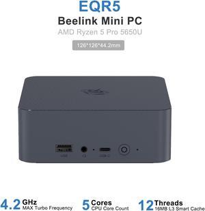 Beelink Mini PC EQR5, AMD Ryzen 5 5650U(up to 4.2GHz), RAM-16GB SSD-500GB, DDR4 3200MHz, WiFi6(Intel AX200) Bluetooth5.2, Mini PC Gaming Office Home, HDMI PC
