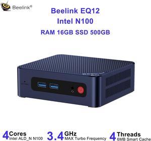 Beelink Mini PC EQ12, Intel 12th N100 (up to 3.40GHz) Gen 4 Cores,RAM-16GB SSD-500GB DDR5 Triple 4K Display Dual 2.5Gbps WiFi6 Bluetooth5.2