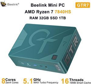 Beelink Mini PC GTR7, AMD Ryzen 7 7840HS (up to 5.1GHz), RAM-32GB SSD-1TB, DDR5 5600MHz, WiFi6 Bluetooth5.2, Mini PC Gaming Office Home, DP HDMI PC Green