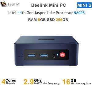 Beelink Mini PC MINIS Intel N5095(4C/4T,4M Cache, 2.0GHz up to 2.9GHz), RAM-8GB SSD-256GB, Mini PC Gaming for Office Home