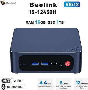 Beelink Mini PC SEi12, Intel 12th Core i5-12450H(up to 4.4GHz), RAM-16GB SSD-1TB, DDR4 3200MHz Gaming Mini PC for Office Home (Dark Blue)