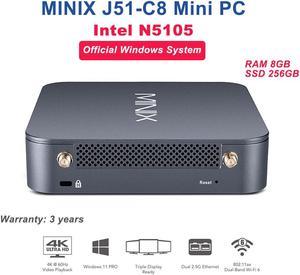 MINIX J51-C8 Intel N5105 Office Gaming Mini PC RAM-8GB SSD-256GB Official Genuine Windows for Home Office Mini Computer